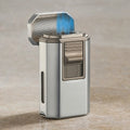 The Visol Boulder Silver Quad Torch Lighter with Guillotine and Punch Cutter