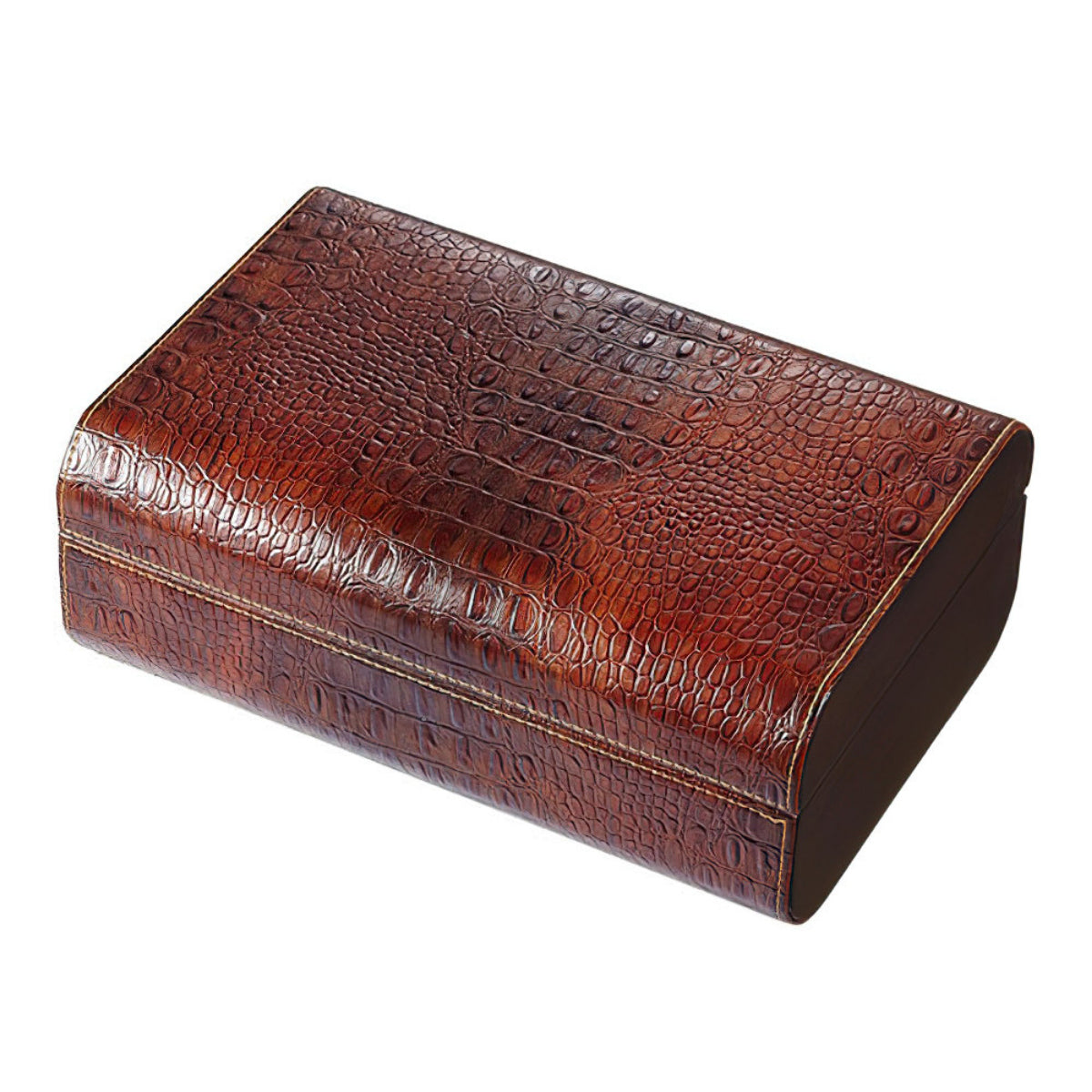 Visol Brown Crocodile Leather Desktop Humidor