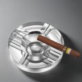 Visol Elara Gray Crystal 6-Cigar Round Ashtray