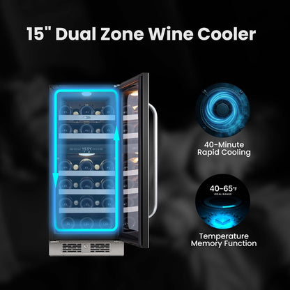 Whynter 29-Bottle Built-In Wine Cooler Dual Zone