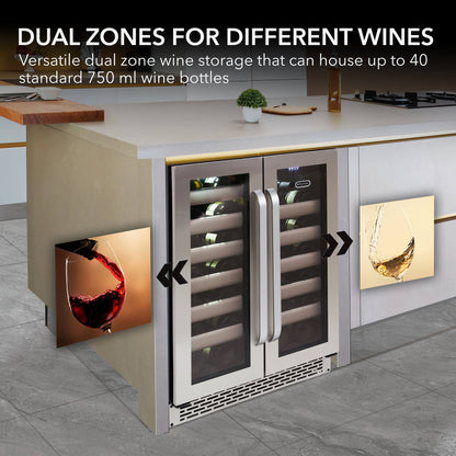 Whynter 40 Bottle Dual Zone Wine Fridge BWR-401DS Elite 24″
